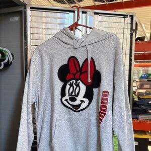 Disney Gray Minnie Mouse Hoodie with Red Accents